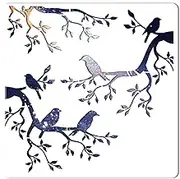 GORGECRAFT Tree Stencil Template Bird Large 11.8x11.8 Inch Reusable Birds on Tree Stencil Leaf Silhouette Sign Home Decor Hummingbird Template for Painting on Wood Wall Scrapbook Card Floor Drawing