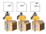 1/4" 3 Bit Edge Forming Router Bit Set - 1/4" Shank - Yonico 13310q