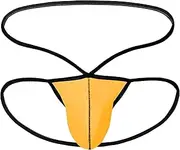 [Gsywaipei] Men's Suspender G-String Comfortable Sexy Tie Side Thongs Briefs Bulge Enhancing Low Rise Straps T Back, Yellow-1pc, Medium