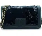 Badgley Mischka Sequin Black Crossbody Gold Black Chain Strap NWT Vegan Leather