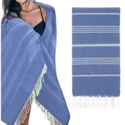 Cotton Turkish Beach Towels Quick Dry Towel for Bathing Swimming Travel - Royal Blue