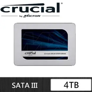 【Crucial 美光】MX500 4TB SATA ssd固態硬碟 (CT4000MX500SSD1) 讀 560M/寫510M