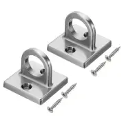 Pad Eye Plate U Hooks Ceiling Hook Wall Mount Loop for Hanging Ropes, Silver 2pc