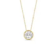 Bevilles 0.05ct Diamond Solitaire Bezel Necklace in 9ct Yellow Gold