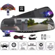 1080P HD Rearview Mirror Car DVR Dual Dash Cam Camera Front Rear Video Recorder