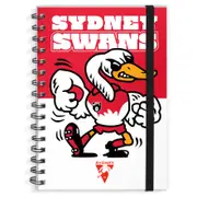 Sydney Swans AFL Mascot Design Hard Cover Spiral Bound A4 Notebook