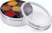 Zinel 7203 Stainless Steel Spice BoxMasala Dabba with 7 Comparments and Transpar