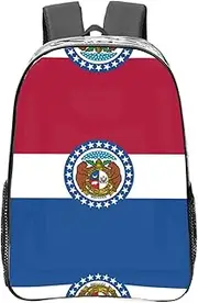 [DRTGEDS] Missouri State Flag Clear Backpack,High Capacity Clear Bag For Travel,Work,Festival, Concerts Women Men Unisex