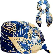[YTYVAGT] Scrub Caps Women,Scrub Hats Suitable for Women,Blue and Gold Mandala Pattern