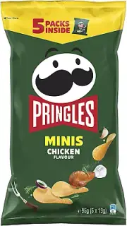 Pringles Minis Chicken Flavour Potato Chips Multipack, 5 Pack (5 x 19g)