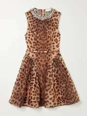 [Zimmermann] Zimmermann - Crush Crystal-embellished Paneled Leopard-print Linen And Silk-blend Mini Dress - Leopard print - 1 1 Animal print
