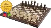 Handmade European Wooden Set with 21 Inch Board and Hand Carved Chess