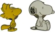 [TCB Creations] Snoopys Cartoon Woodstock Characters Set of 2 Enamel Metal Pins, Metal, no gemstone
