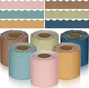 TaoBary 6 Rolls 196.8 ft Colorful Borders for Bulletin Board, Scalloped Trim Bulletin Board Decorations for Classroom Back to School Decor(Advanced Grey)