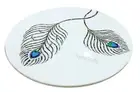 White Marble Coffee Table Top Peacock Pattern Inlay Work Corner Table for Office