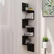 Corner Wall Shelf, Zig Zag, 5 Tier Floating Shelves for Bedrooms and Living Rooms, Boys Room Decor, Teen Decor, Black Finish