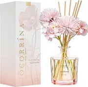 COCORRÍNA Reed Diffuser Set- Sandalwood Rose 8.5oz Flower with 8 Sticks, Home Fragrance Reed Diffuser for Home Bedroom Office Bathroom Shelf Decor (Master Collection)