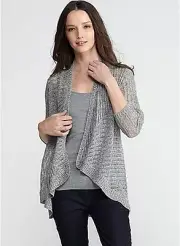 NWT EILEEN FISHER DARK PEARL Airy Rustic Angle Front Cardigan Top L NEW K2856M