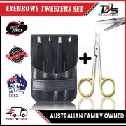 Professional Eyebrow Tweezers Set Plucker Puller Slanted Pointed Tip and Scissor