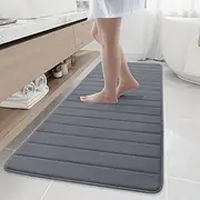 Buganda Memory Foam Bath Mat Rug, Ultra Soft and Non-Slip Bathroom Rugs, Water Absorbent and Machine Washable Bath Rug Runner for Bathroom, Shower, and Tub, 70" x 24", Dark Grey