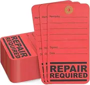 100-Pack Repair Required Tags, Red Service Tags for Broken Equipment, Maintenance, Production Machinery Notice Label Signs for Office, Warehouse, Construction (3x5.7 Inch)