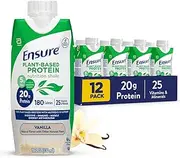 Ensure 100% Plant-Based Vegan Protein Nutrition Shakes with 20g Fava Bean and Pea Protein, Vanilla, 11 fl oz, 12 Count