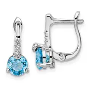 Sterling Silver Rhodium-plated Swiss BT/White Topaz Circle Hinged Earrings
