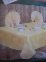 Sultans Linens Fabric Tablecloth POINSETTIA Gold 52x70" RECTANGLE