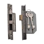 6156 Mortice Lock 5 Lever Rebated Rumbled Nickel CTC57mm Backset 46mm