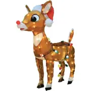 Rudolph 24 In. LED 3D Rudolph with Santa Hat Holiday Yard Art 60552_LED Rudolph