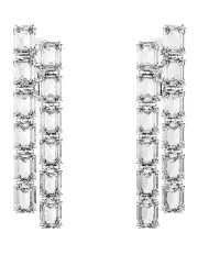 [Swarovski] Octagon Cut Millenia Clip Earrings in White