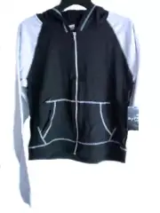24 Blank Hype Youth Hooded Zippered Hoodie Bulk S-XL - Qty 24 - in Black/Grey