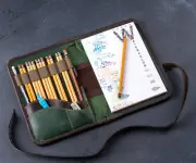 A5 Kids Leather Sketchbook Cover Refillable Sketch Pad Cover Artist Gifts