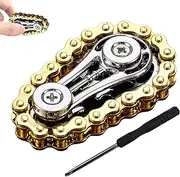Gears Fidget Toys, Cool Fidget Spinner for Stress Relief, Metal Anti-Stress Toy Linkage Bike Chain Design, Hand Finger Spinner for Adults Children Anti-Angs