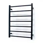 RADIANT Heated Towel Rail/ Rack SQUARE Bar Matt BLACK 600 x 800mm - Bottom LE...