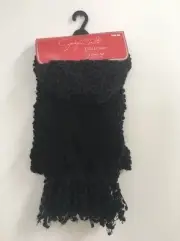 Women's Jaclyn Smith Black Scarf Hat Gloves 3 Pc Set NWT