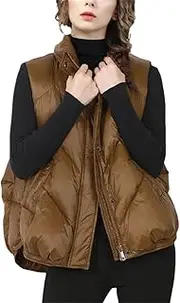 [Generic] Women' Winter Loose Casual Outwear Jackets Coat Warm Lightweight Fluffy White Duck Down Vests