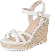 [mikarka] Espadrille Wedge Sandals for Women Braided Knot Ankle Strap Open Toe Platform Sandals