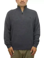 Polo Ralph Lauren Men's Pullover Wool Alpaca 1/4 Zip Sweater with Pony - Grey -