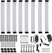 AIBOO Dimmable LED Under Cabinet Lighting Bar, 12V Under Counter LED Light Strip Linkable Kit with Rocker Switch Kitchen,Showcase,Worktop, Shelf Lighting(8 Panel Kits Warmwhite)