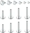 16G 18G Labret Jewelry Surgical Steel Internally Threaded Lip Rings Nose Stud Ea