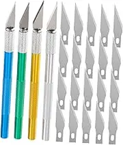 OFFIGAM 4 Sets Hobby Cutting Tools for Scrapbooking Vinyl Crafting Includes Handle Replacement Blades Per Storage Case