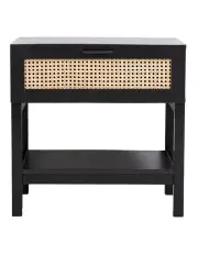 Casa Decor Rattan Bedside Table in Black