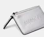 MIMCO Card Wallet 2 Card Slot Woman Silver with Silver Tone Hardware Zip Closure