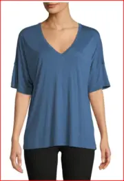 E089 NWT VINCE DROP SHOULDER V NECK WOMEN TEE SIZE XS, S, M STORM BLUE $120