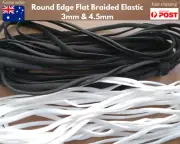 Round Edge Flat Braided Elastic - 3mm & 4.5mm