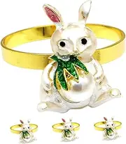 GREENADSCAPE 4pcs Easter Napkin Holders Adorable Bunny Shaped Napkin Rings Set for Holiday Decor Table Essential for Celebration