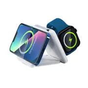 Foldable Wireless Charger 3 in 1 Magnetic Wireless Charging Station for Travel -White