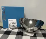 Nambe Pulse Nut Bowl, Stainless Steel and Acacia Wood 8x8x4” MT1190 New