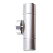 Pillar Light Up/Down GU10 Shiny Silver IP65 Round Back Plate
